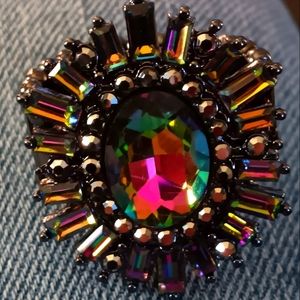 Fits Ring Sizes 7 to 12 Flex Band Large Cocktail WOW Rhinestone Ring